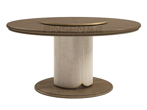 意式簡(jiǎn)約實(shí)木旋轉(zhuǎn)圓盤(pán)餐桌