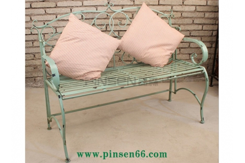 復古做舊鄉(xiāng)村田園復古綠鐵藝雙人椅庭院露臺家居裝飾椅