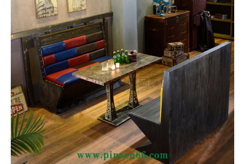 美式鐵藝工業(yè)風復古咖啡廳餐桌椅卡座沙發(fā)