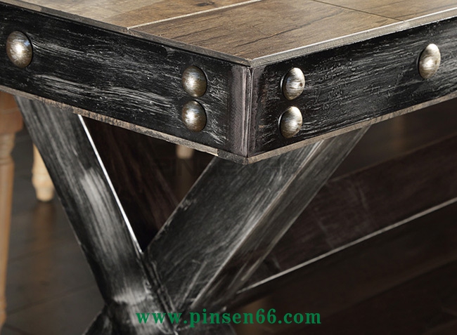 美式復(fù)古酒店餐桌椅 大型餐廳超長(zhǎng)鐵皮包邊鐵藝餐桌椅定制廠家