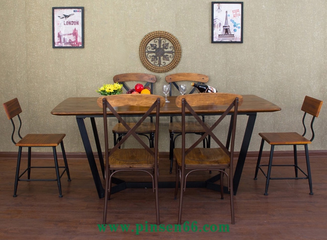 復古實木西餐廳餐桌椅