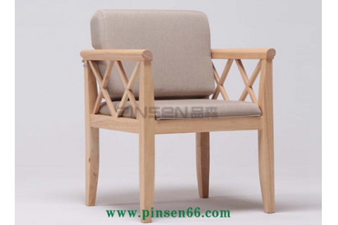 美式田園風(fēng)實(shí)木軟包單人卡座沙發(fā)